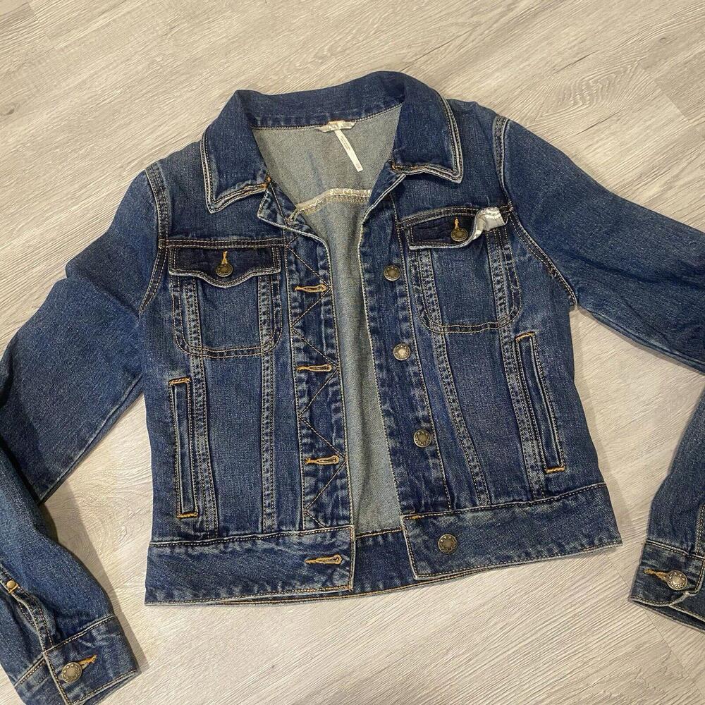 Free People Rumors Denim Jacket Indigo blu
